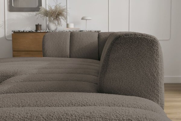 -25 % Dny MOMENTI– Bobochic Paris Hnědá bouclé rohová pohovka Annecy 262 cm, levá