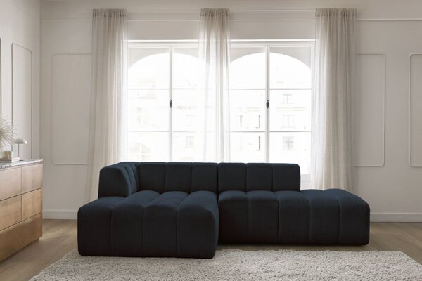 -25 % Dny MOMENTI– Bobochic Paris Tmavě modrá bouclé rohová pohovka Annecy 262 cm, levá