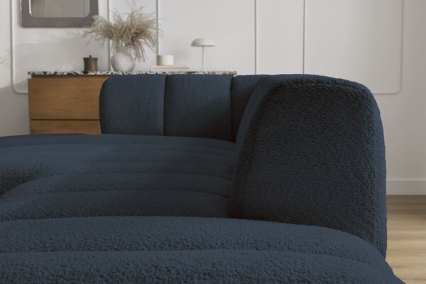 -25 % Dny MOMENTI– Bobochic Paris Tmavě modrá bouclé rohová pohovka Annecy 262 cm, levá