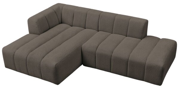 -25 % Dny MOMENTI– Bobochic Paris Hnědá bouclé rohová pohovka Annecy 262 cm, levá