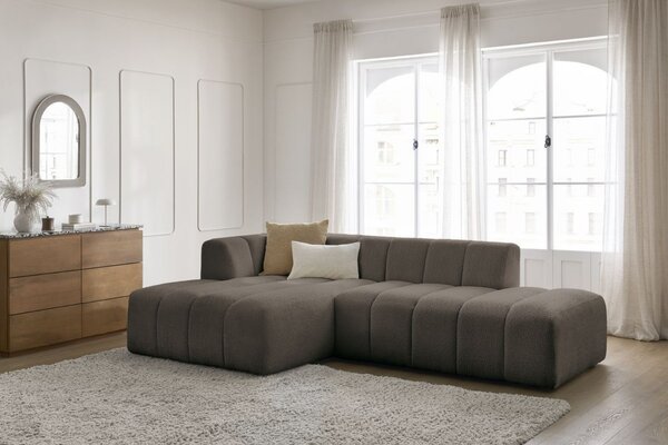-25 % Dny MOMENTI– Bobochic Paris Hnědá bouclé rohová pohovka Annecy 262 cm, levá