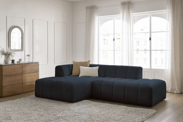 -25 % Dny MOMENTI– Bobochic Paris Tmavě modrá bouclé rohová pohovka Annecy 262 cm, levá