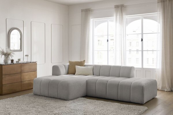-25 % Dny MOMENTI– Bobochic Paris Světle šedá bouclé rohová pohovka Annecy 262 cm, levá
