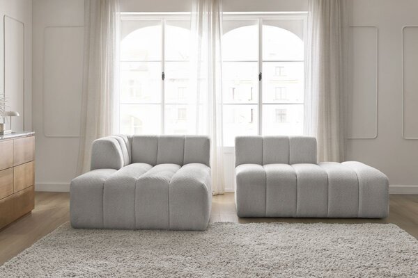 -25 % Dny MOMENTI– Bobochic Paris Světle šedá bouclé rohová pohovka Annecy 262 cm, levá