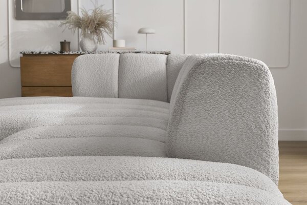 -25 % Dny MOMENTI– Bobochic Paris Světle šedá bouclé rohová pohovka Annecy 262 cm, levá