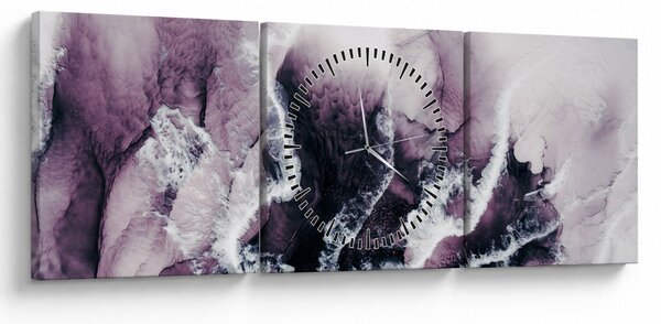 Obraz - Fialový mramor N⁰2 (s hodinami) (90x30 cm)