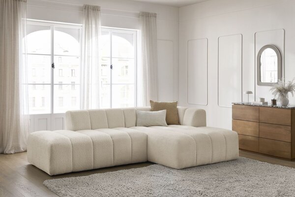 -25 % Dny MOMENTI– Bobochic Paris Béžová bouclé rohová pohovka Annecy 262 cm, pravá