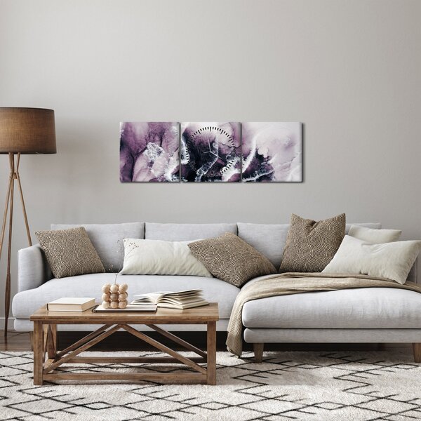 Obraz - Fialový mramor N⁰2 (s hodinami) (90x30 cm)