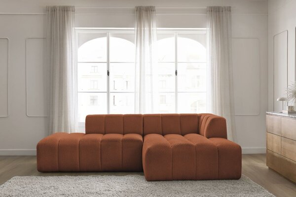 -25 % Dny MOMENTI– Bobochic Paris Terakotově oranžová bouclé rohová pohovka Annecy 262 cm, pravá