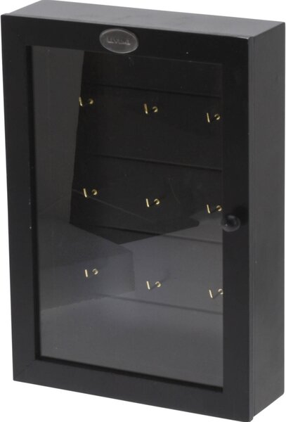 Skříňka na klíče, dřevěná, 19 x 6 x 27 cm, černá