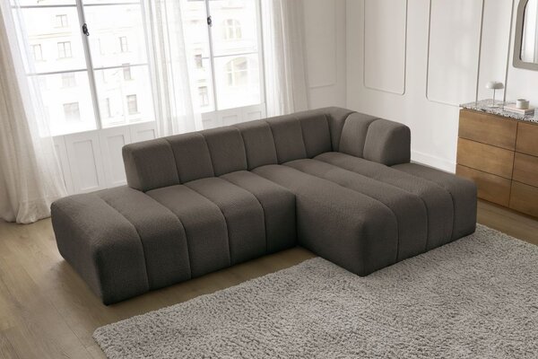 -25 % Dny MOMENTI– Bobochic Paris Hnědá bouclé rohová pohovka Annecy 262 cm, pravá