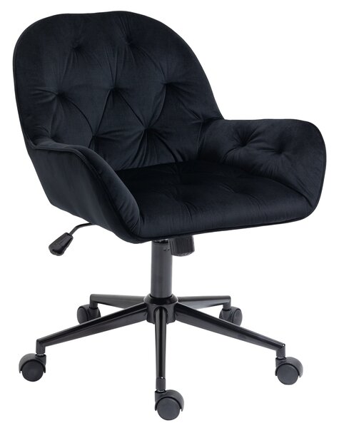 Vinsetto kancelářská židle - otočná výškově nastavitelná executive židle, sametová polyesterová - Černá 60 x 61 x 81-91 cm | Aosom