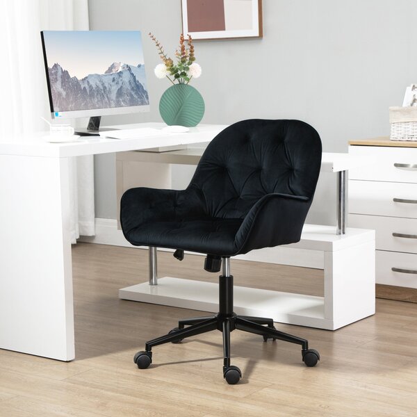 Vinsetto kancelářská židle - otočná výškově nastavitelná executive židle, sametová polyesterová - Černá 60 x 61 x 81-91 cm | Aosom