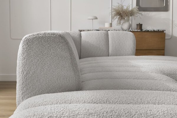 -25 % Dny MOMENTI– Bobochic Paris Světle šedá bouclé rohová pohovka Annecy 262 cm, pravá