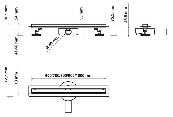 Hagser Iris Slim sprchový odtok 60 cm černá HGR16000030