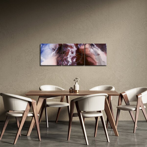 Obraz - Fialový mramor N⁰3 (s hodinami) (90x30 cm)