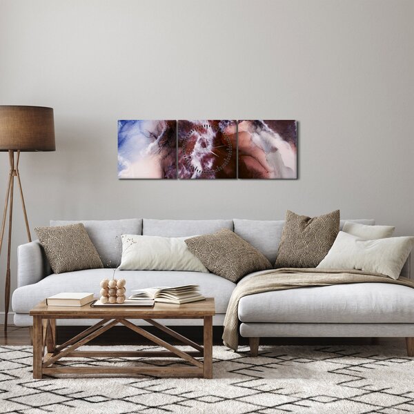 Obraz - Fialový mramor N⁰3 (s hodinami) (90x30 cm)