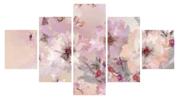 Obraz - Umělecká koláž s motýly (125x70 cm)