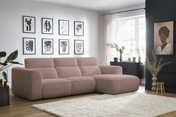 -25 % Dny MOMENTI– Bobochic Paris Růžová rohová pohovka William 298 cm, pravá