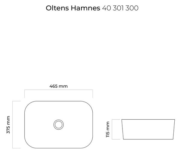 Oltens Hamnes umyvadlo 46.5x37.5 cm oválné na pult černá 40301300