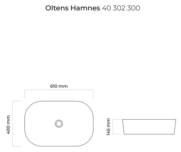 Oltens Hamnes umyvadlo 61x40 cm oválné na pult černá matný 40302300