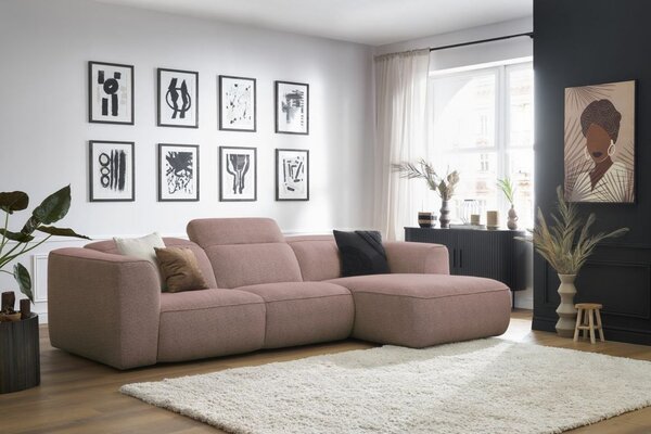 -25 % Dny MOMENTI– Bobochic Paris Růžová rohová pohovka William 298 cm, pravá