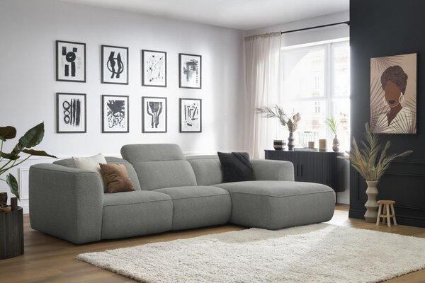-25 % Dny MOMENTI– Bobochic Paris Světle šedá rohová pohovka William 298 cm, pravá