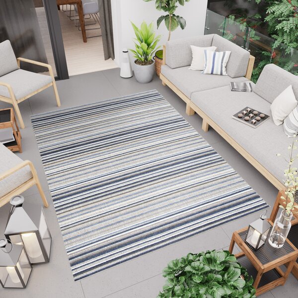 Makro Abra Moderní kusový koberec AVENTURA ED23A Proužky šedý modrý Rozměr: 80x200 cm