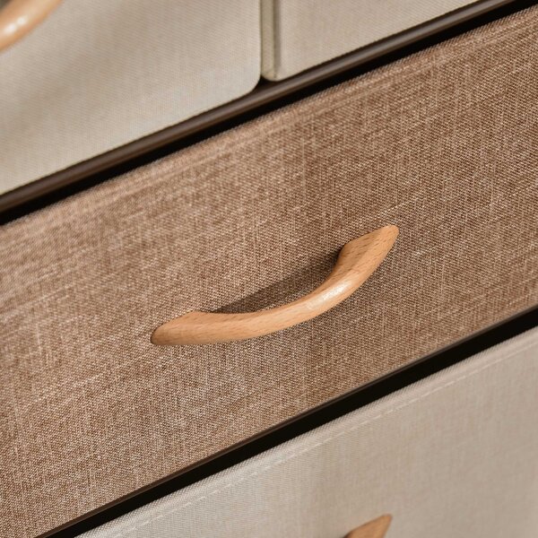 HOMCOM Komoda se 5 skládacími tkaninovými šuplíky, Úložný kabinet s protiskluzovým zařízením pro obývací pokoj a ložnici, Hnědá | Aosom