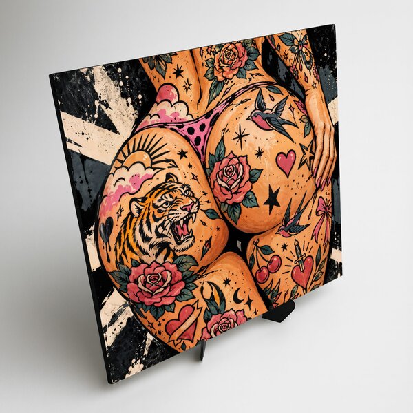DUBLEZ | Old school obraz na dreve - Tattoo Woman | UV tisk, Premium