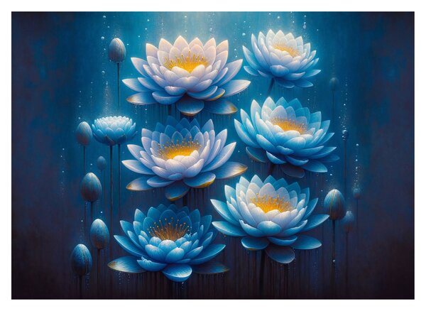 Skleněný obraz - Lekníny pod hladinou (70x50 cm)