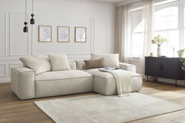 -25 % Dny MOMENTI– Bobochic Paris Béžová rohová pohovka Boheme 302 cm, levá/pravá