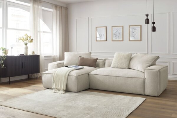 -25 % Dny MOMENTI– Bobochic Paris Béžová rohová pohovka Boheme 302 cm, levá/pravá