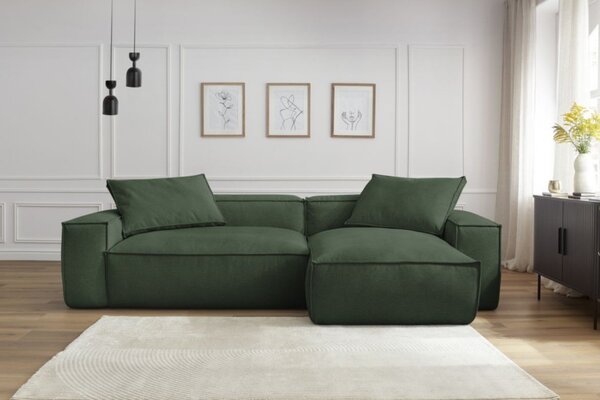 -25 % Dny MOMENTI– Bobochic Paris Zelená rohová pohovka Boheme 302 cm, levá/pravá