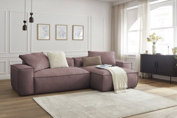 -25 % Dny MOMENTI– Bobochic Paris Růžová rohová pohovka Boheme 302 cm, levá/pravá