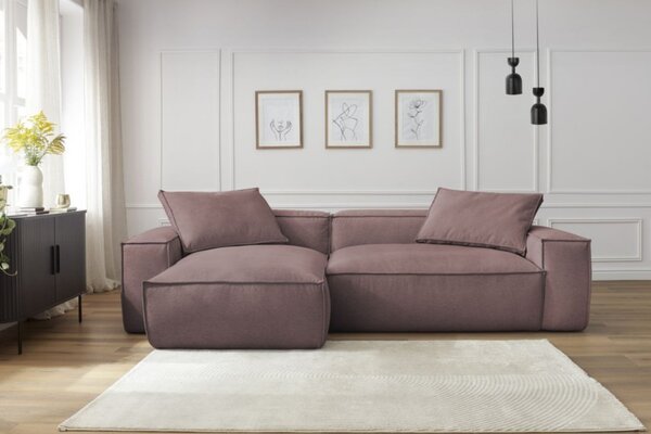 -25 % Dny MOMENTI– Bobochic Paris Růžová rohová pohovka Boheme 302 cm, levá/pravá
