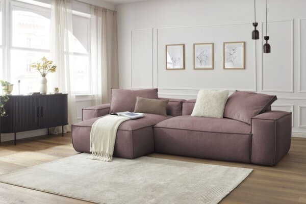 -25 % Dny MOMENTI– Bobochic Paris Růžová rohová pohovka Boheme 302 cm, levá/pravá