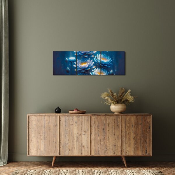 Obraz - Lekníny pod hladinou (s hodinami) (90x30 cm)