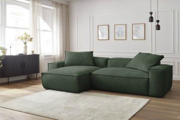 -25 % Dny MOMENTI– Bobochic Paris Zelená rohová pohovka Boheme 302 cm, levá/pravá