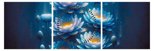 Obraz - Lekníny pod hladinou (s hodinami) (90x30 cm)