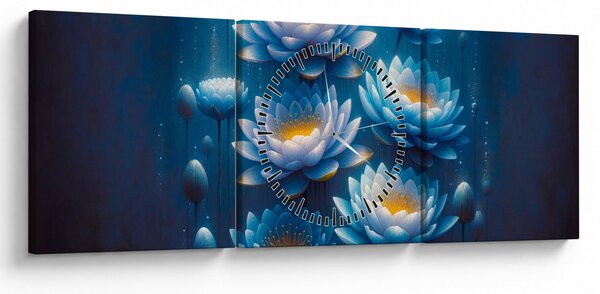 Obraz - Lekníny pod hladinou (s hodinami) (90x30 cm)