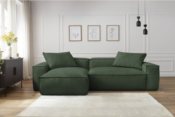 -25 % Dny MOMENTI– Bobochic Paris Zelená rohová pohovka Boheme 302 cm, levá/pravá
