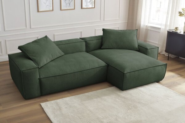 -25 % Dny MOMENTI– Bobochic Paris Zelená rohová pohovka Boheme 302 cm, levá/pravá