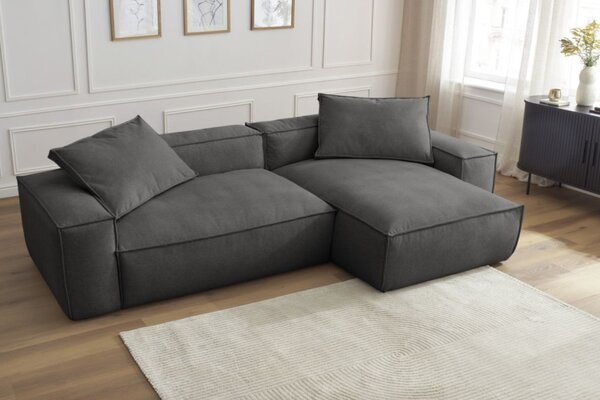 -25 % Dny MOMENTI– Bobochic Paris Tmavě šedá rohová pohovka Boheme 302 cm, levá/pravá