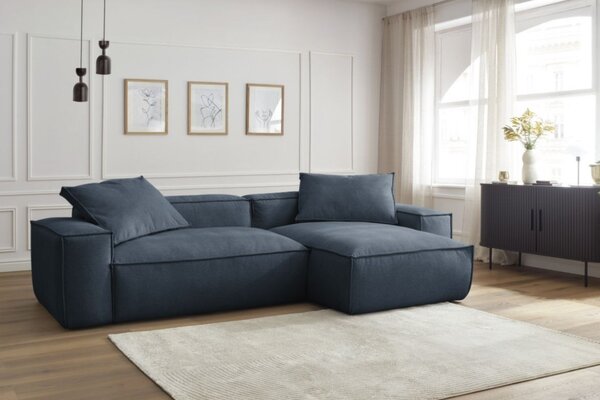 -25 % Dny MOMENTI– Bobochic Paris Tmavě modrá rohová pohovka Boheme 302 cm, levá/pravá