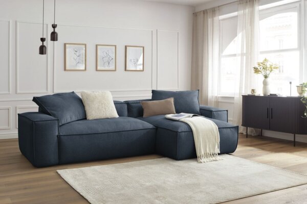 -25 % Dny MOMENTI– Bobochic Paris Tmavě modrá rohová pohovka Boheme 302 cm, levá/pravá