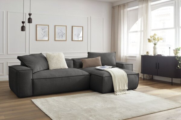 -25 % Dny MOMENTI– Bobochic Paris Tmavě šedá rohová pohovka Boheme 302 cm, levá/pravá