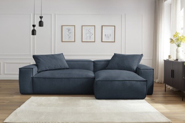 -25 % Dny MOMENTI– Bobochic Paris Tmavě modrá rohová pohovka Boheme 302 cm, levá/pravá