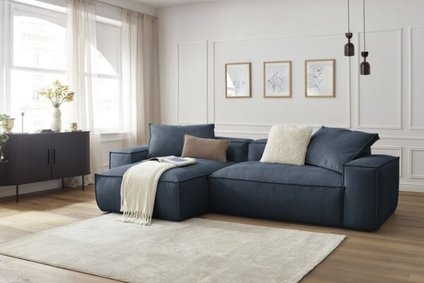 -25 % Dny MOMENTI– Bobochic Paris Tmavě modrá rohová pohovka Boheme 302 cm, levá/pravá