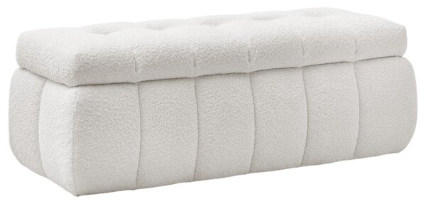 -25 % Dny MOMENTI– Bobochic Paris Bílá bouclé lavice Mont-Blanc 144 cm s úložným prostorem